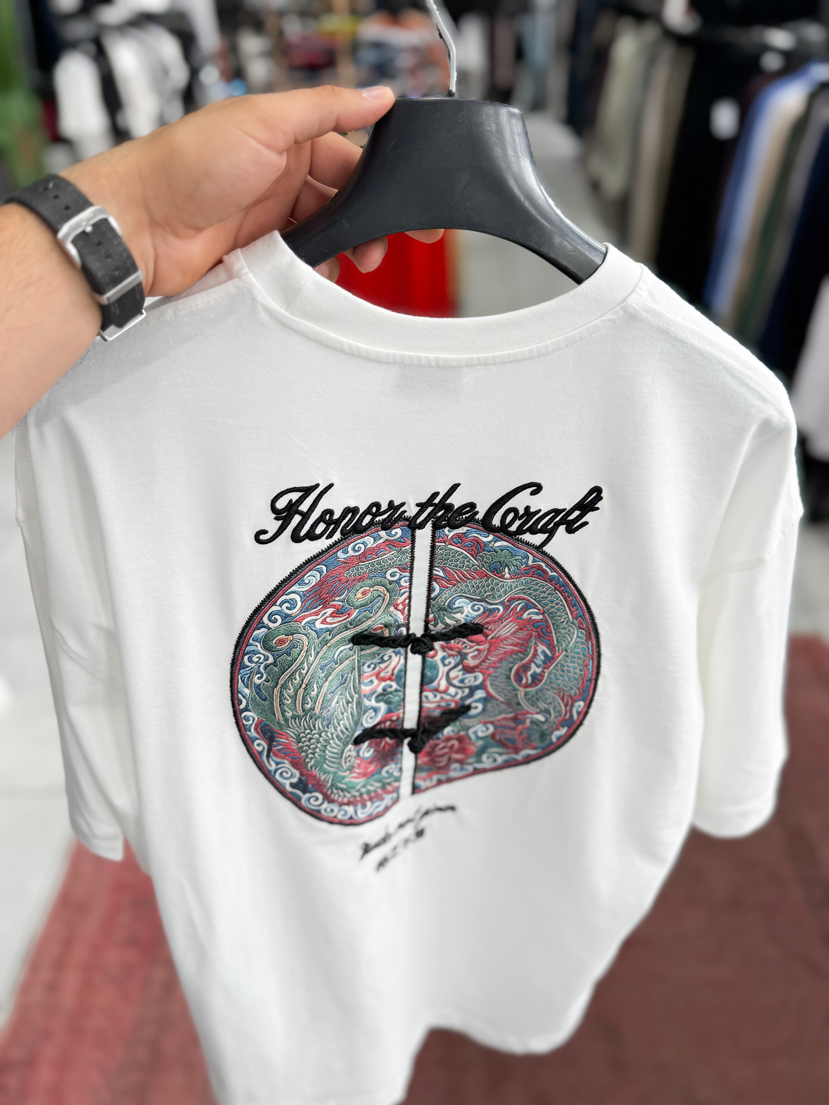 [Copy]Authentic white oversized embroidered T-shirt