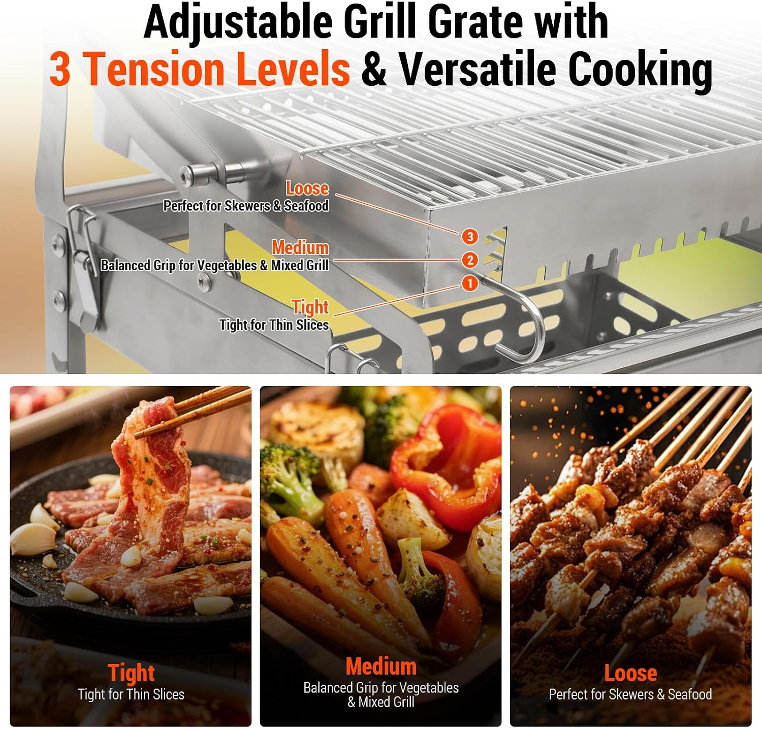 Flip Charcoal Grill, 360° Rotatable Multi Function Outdoor BBQ Grill