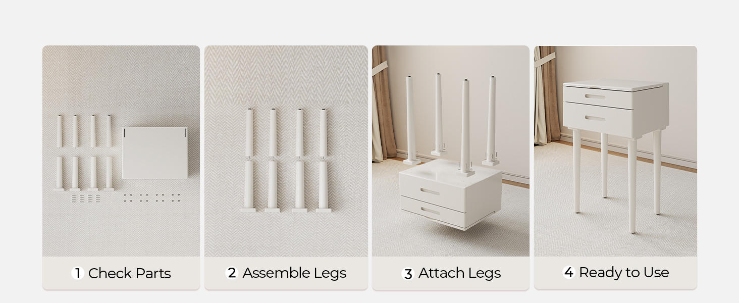 easy setup wood vanity attach 4 legs to tabletop two part design legs secure fit with strong support