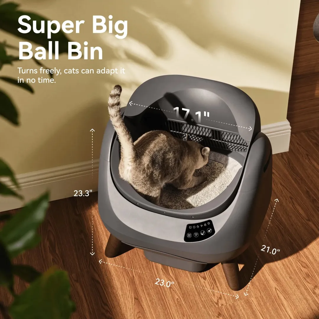 Open-Top Automatic Self-Cleaning Cat Litter Box for Multi-Cat Homes
