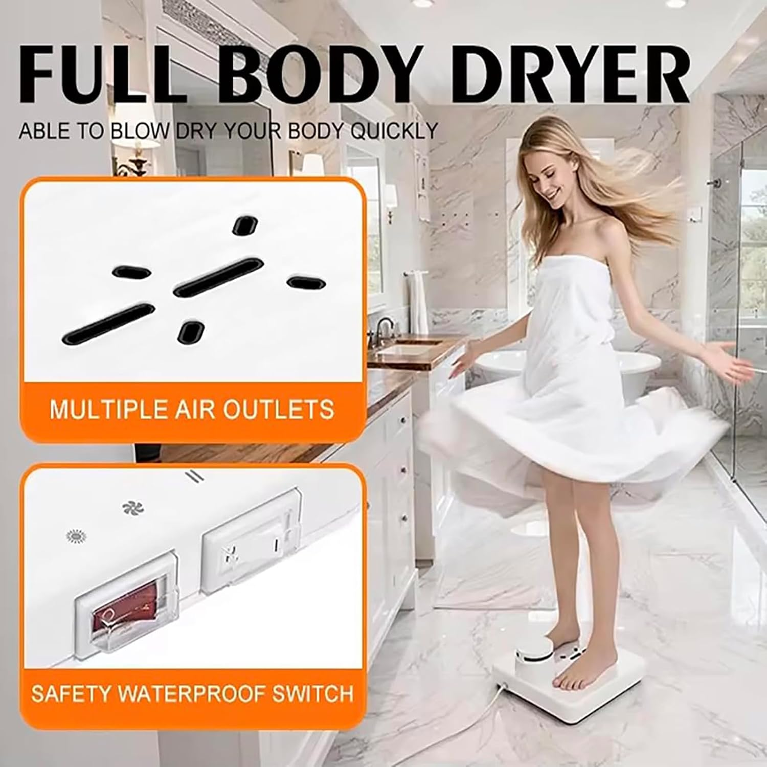 Full Body Dryer | 960W Hands-Free Sensor Air Dryer with Warm & Cool Air, 2 Speeds
