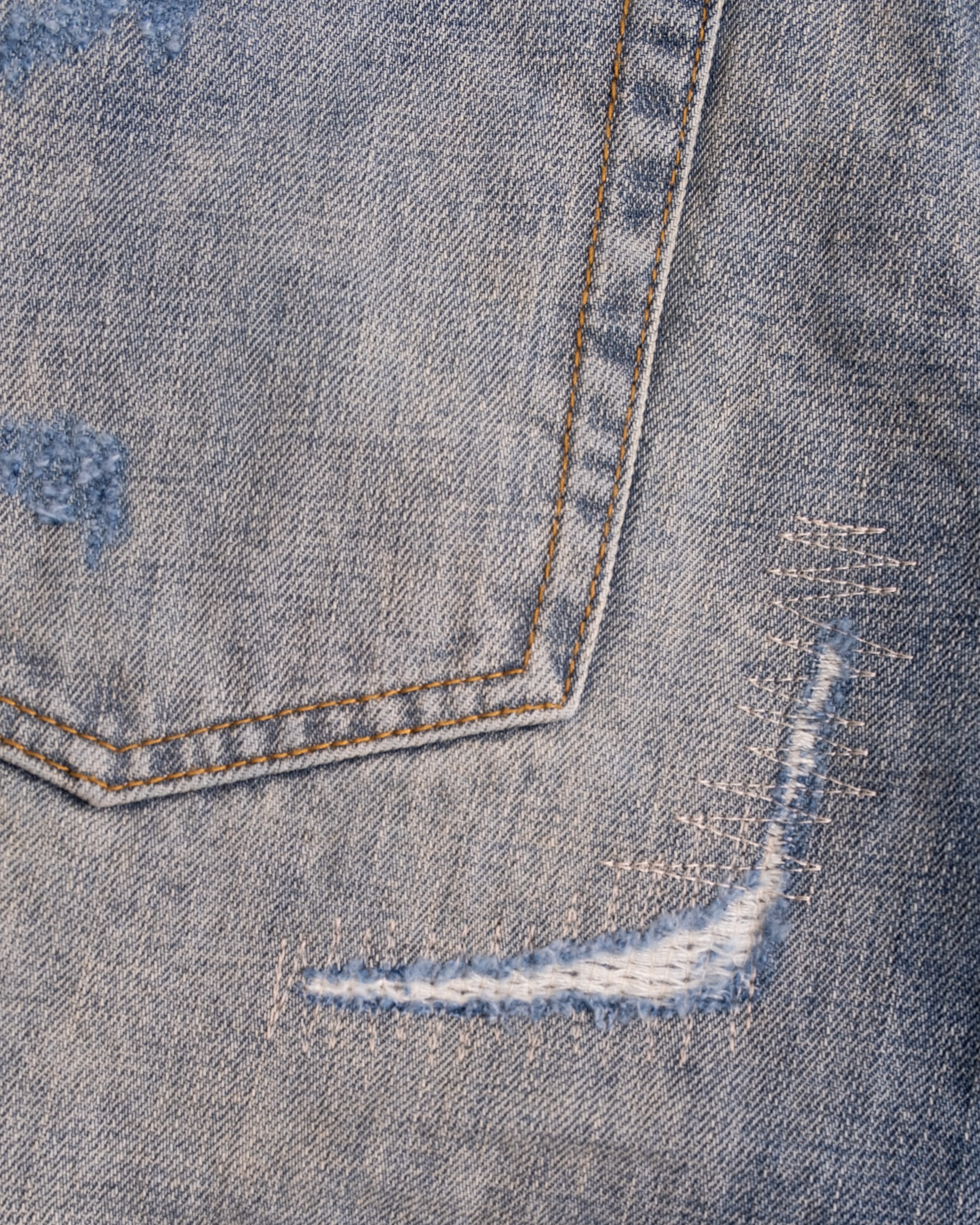 Blue Repaired Selvedge Denim