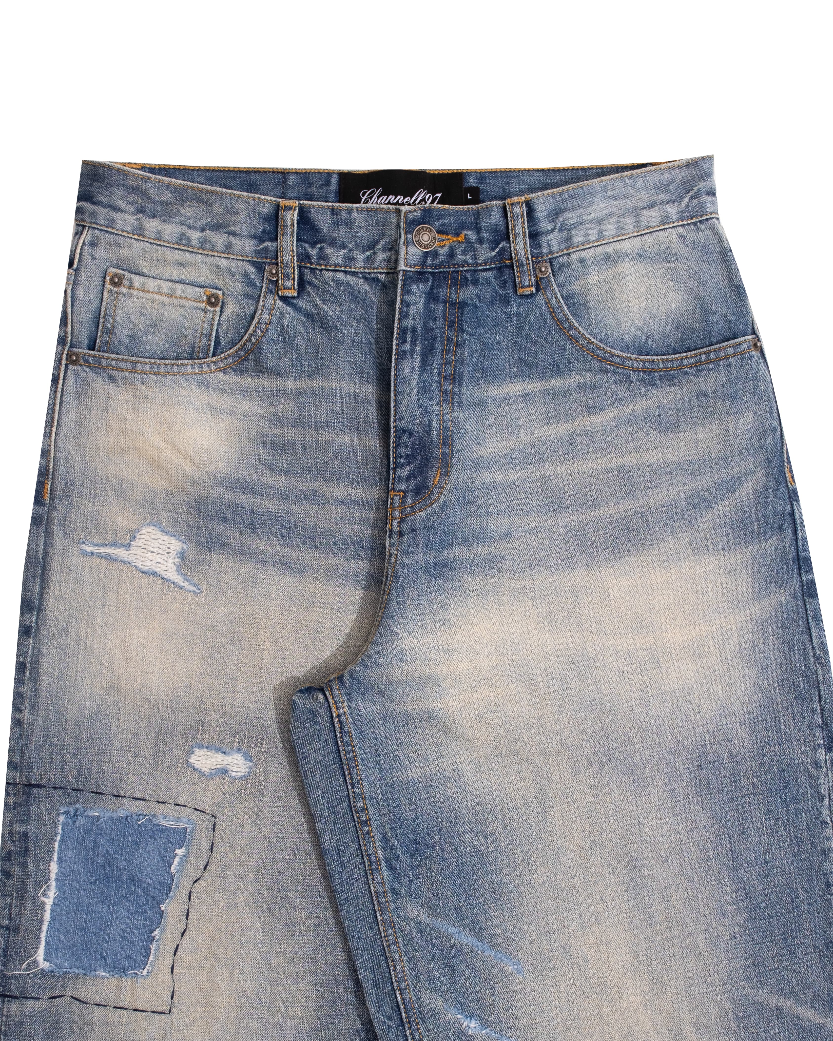 Blue Repaired Selvedge Denim