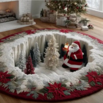 3D Santa Christmas Illusion Rug — Holiday Floor Decor