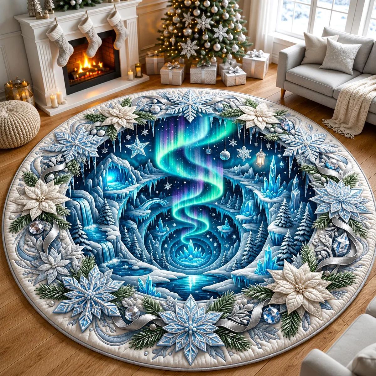 3D Santa Christmas Illusion Rug — Holiday Floor Decor