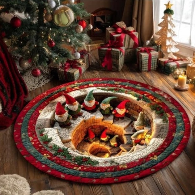 3D Santa Christmas Illusion Rug — Holiday Floor Decor