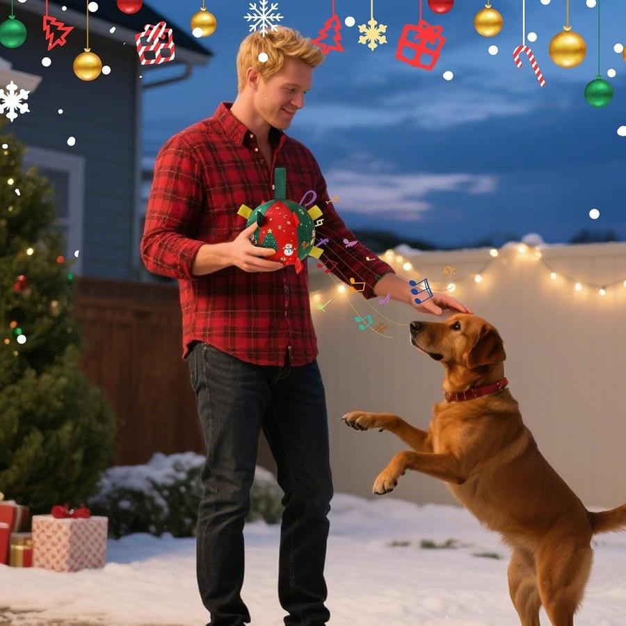 🎄Black Friday Sale 50% OFF!!⏳Flash Sale🏆50K+ SOLD!💥Dog Christmas Interactive Toy Soccer Ball with Bell🐕-Free shipping!!