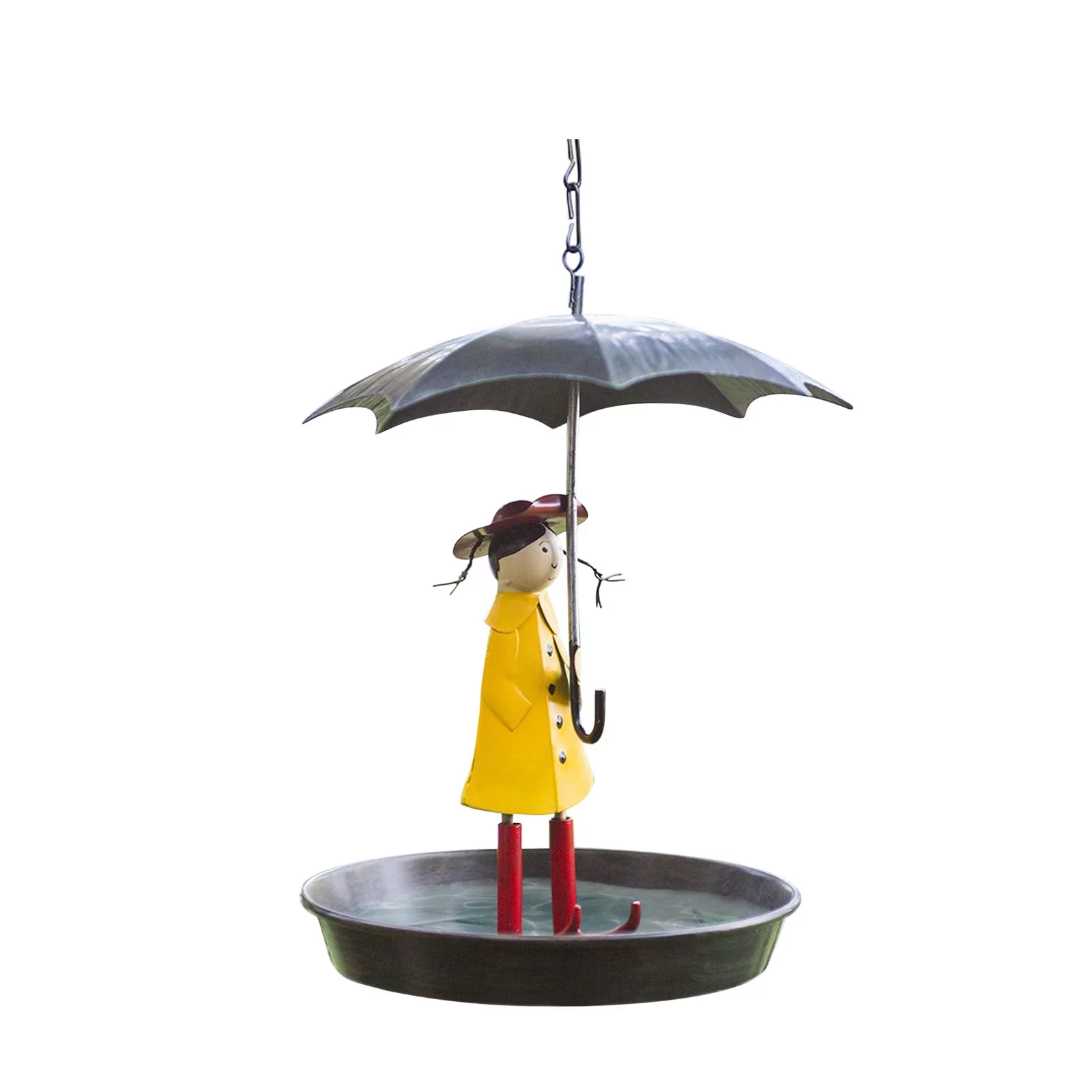 Hanging Umbrella Girl Bird Feeder Garden Decor
