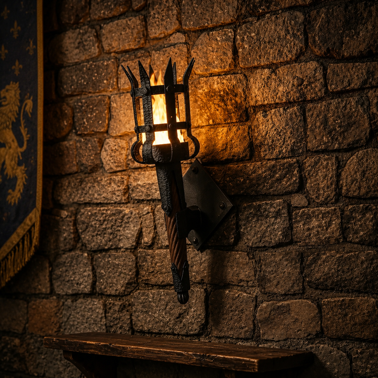 Medieval Torch Wall Sconce: Battery LED Realistic Candle Light with Remote