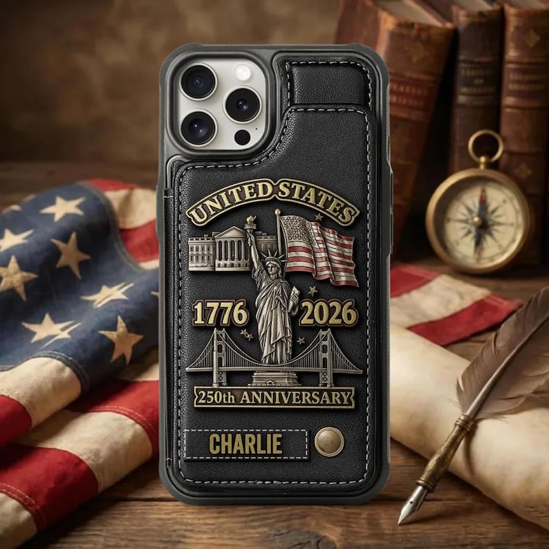 250th Anniversary Personalized Leather US Army Wallet Phone Case