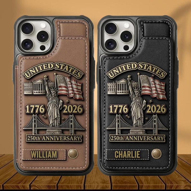 250th Anniversary Personalized Leather US Army Wallet Phone Case