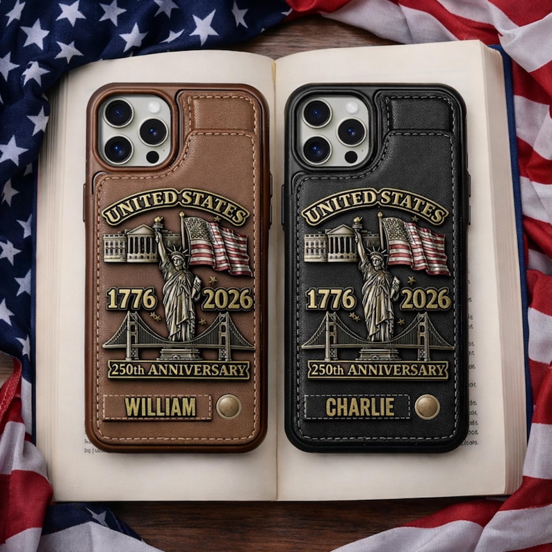 250th Anniversary Personalized Leather US Army Wallet Phone Case