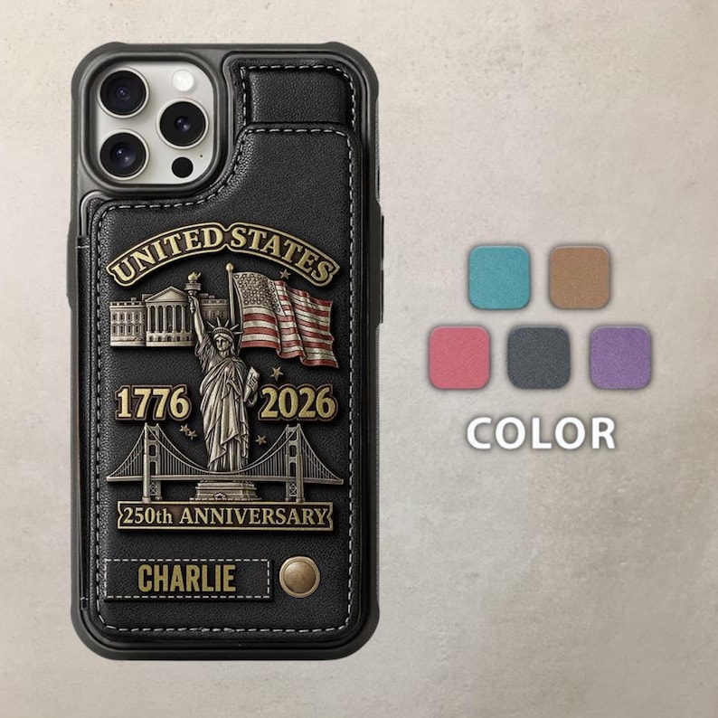 250th Anniversary Personalized Leather US Army Wallet Phone Case
