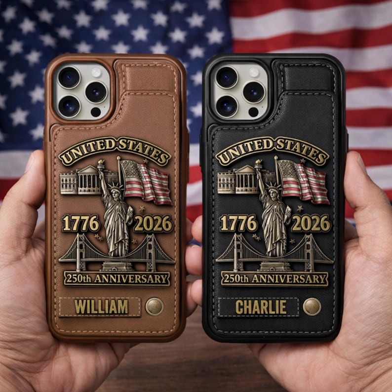 250th Anniversary Personalized Leather US Army Wallet Phone Case