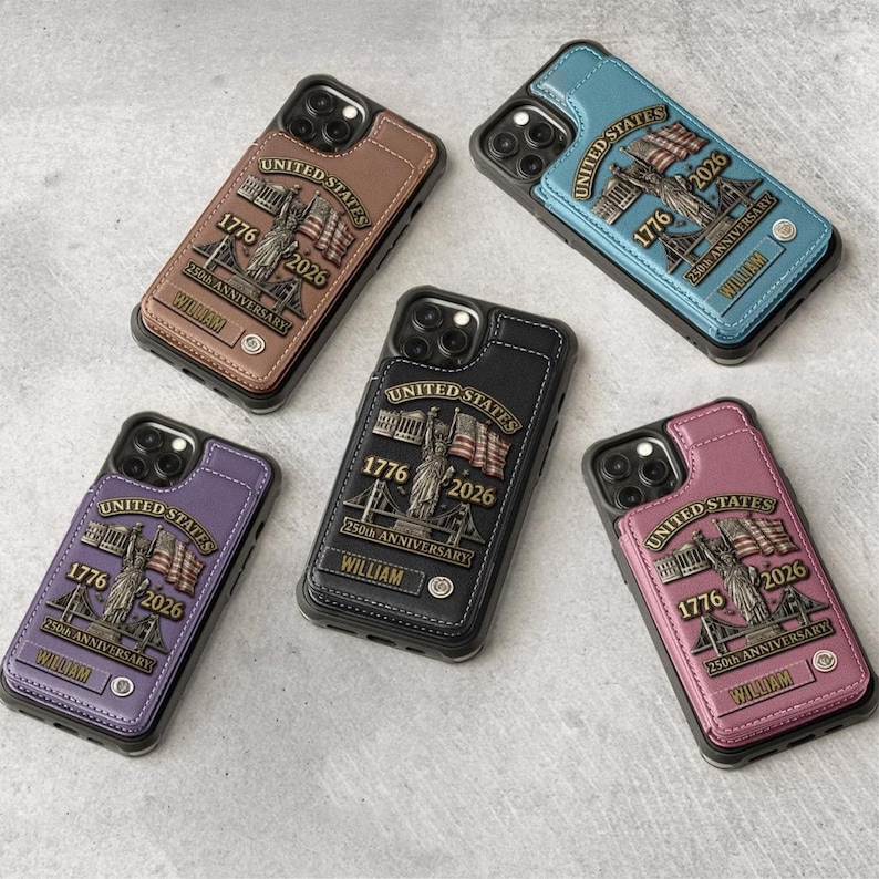 250th Anniversary Personalized Leather US Army Wallet Phone Case