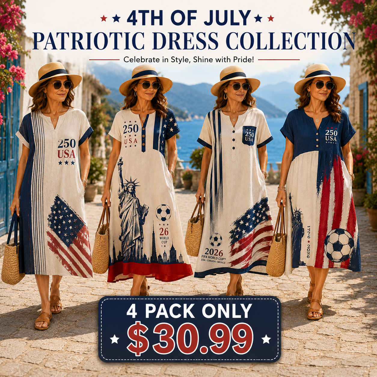 ✨8 PACK ONLY $40.99✨My Go-To Americana Cotton-Linen Dress 🇺🇸