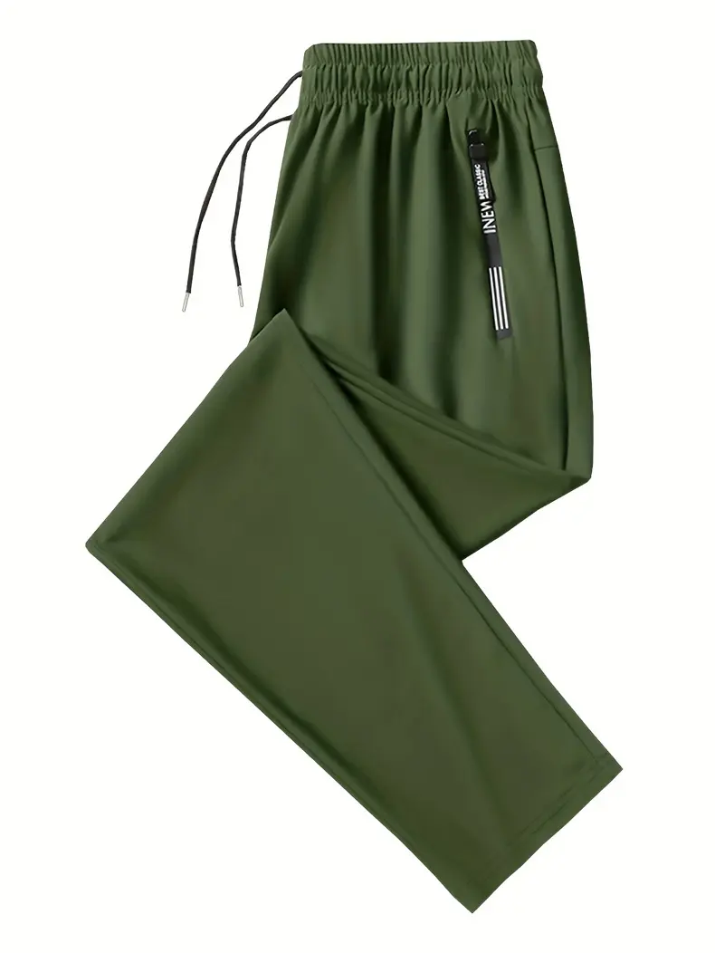 Men’s Lightweight Quick-Dry Elastic Waist Casual Pants – Breathable Relaxed Fit Drawstring Trousers