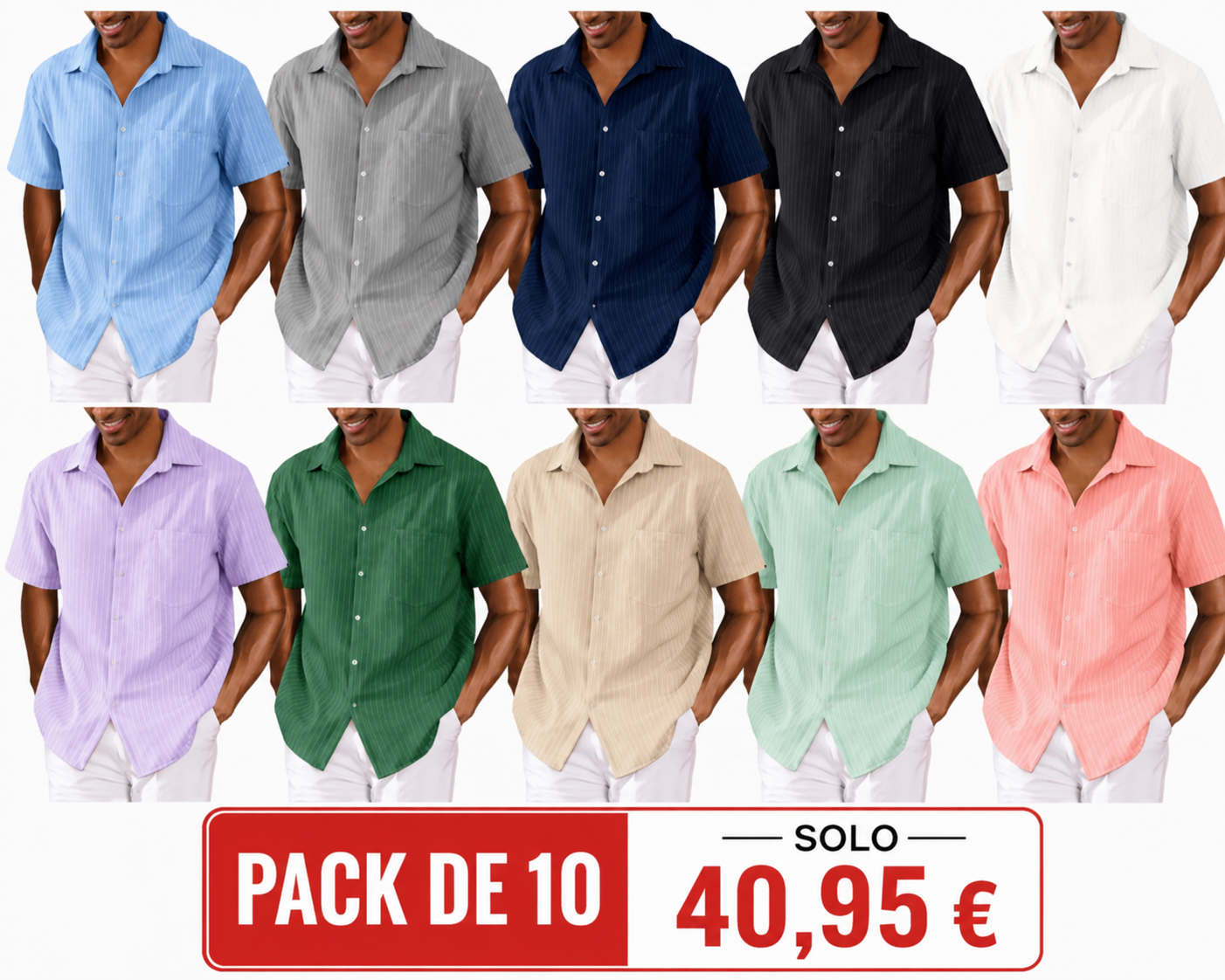 Camisa hawaiana casual de manga corta para hombre con rayas, mezcla de algodón y lino, y bolsillo