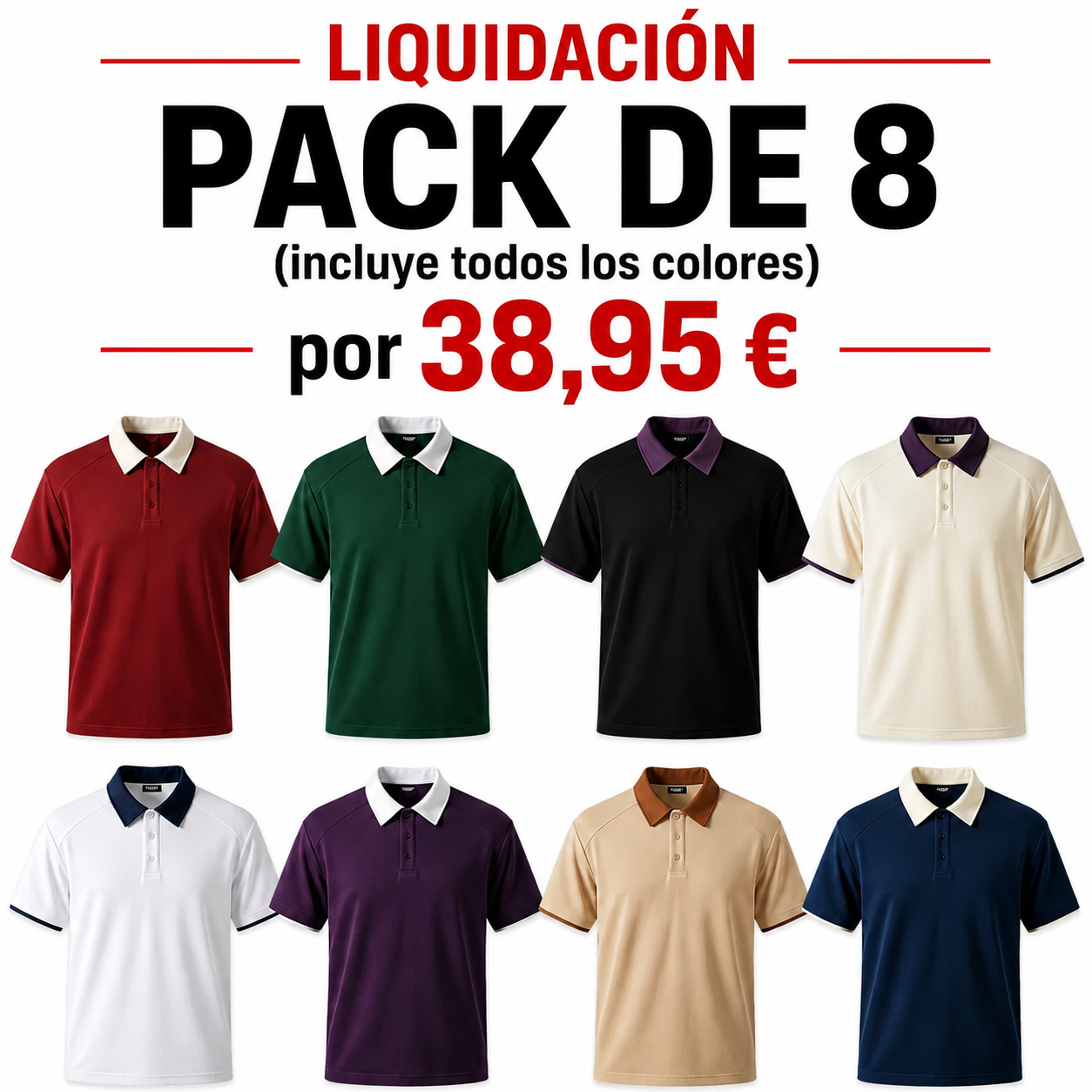 🔥¡8 piezas por solo 38,95 €! Polo retro de manga corta para hombre con cuello en contraste🔥