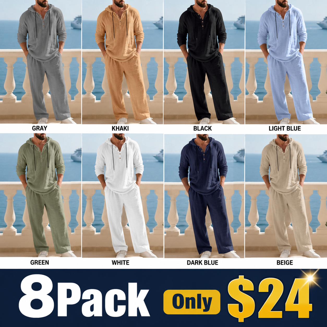 🔥Men's Hooded Casual Loose Top & Pants 2-Piece Set