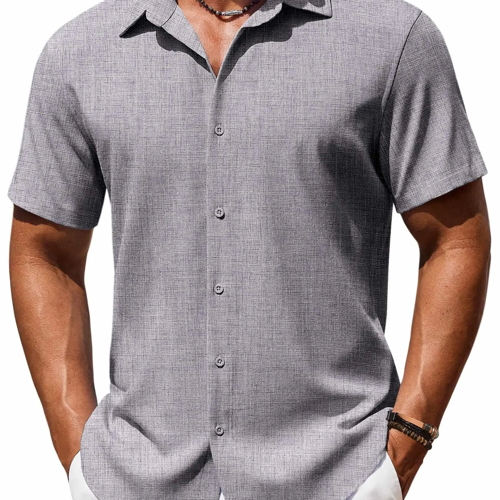 COOFANDY Men's Casual Short Sleeve Linen Shirt