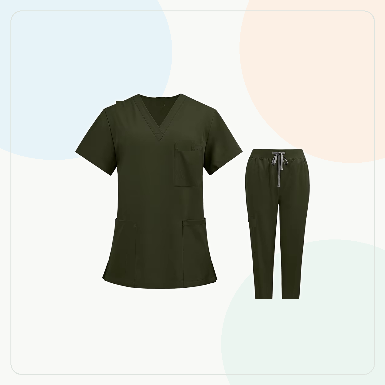 Army Green - SUMMER FINAL SALE - Women's V-Neck Stretch Scrub Set 9-Pack $39.99