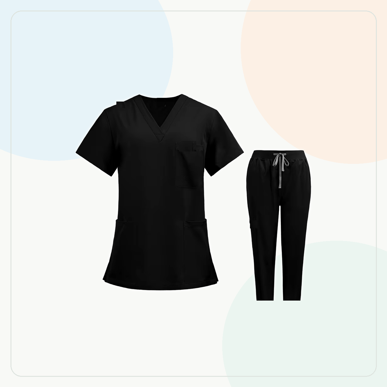 Black - SUMMER FINAL SALE - Women's V-Neck Stretch Scrub Set 9-Pack $39.99