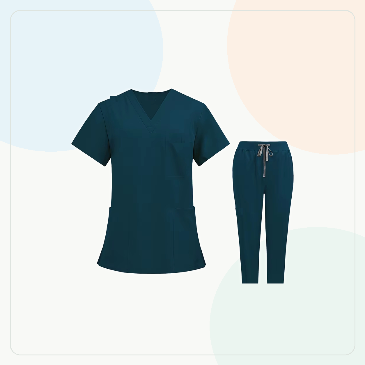 Caribbean Blue - SUMMER FINAL SALE - Women's V-Neck Stretch Scrub Set 9-Pack $39.99