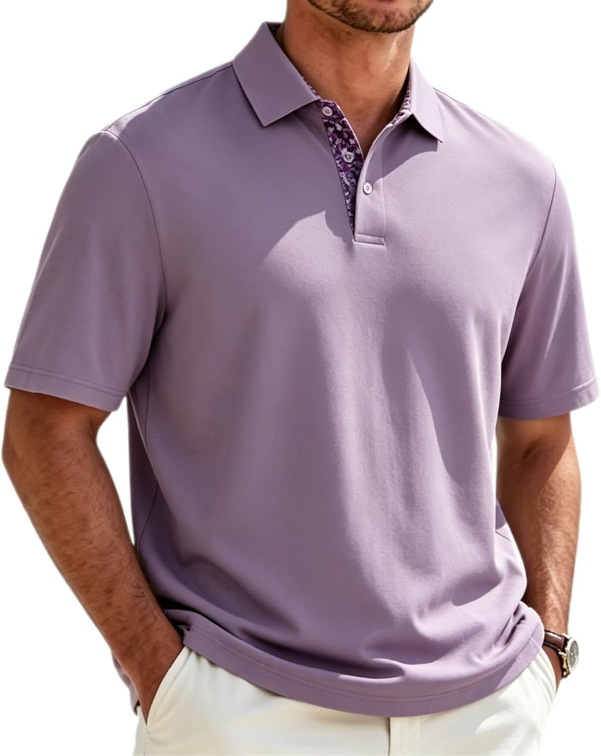 Breeze Polo Shirts for Men Short Sleeve Casual Collared Button Up Quick Dry Business Golf Tees Summer Vacation Tshirt