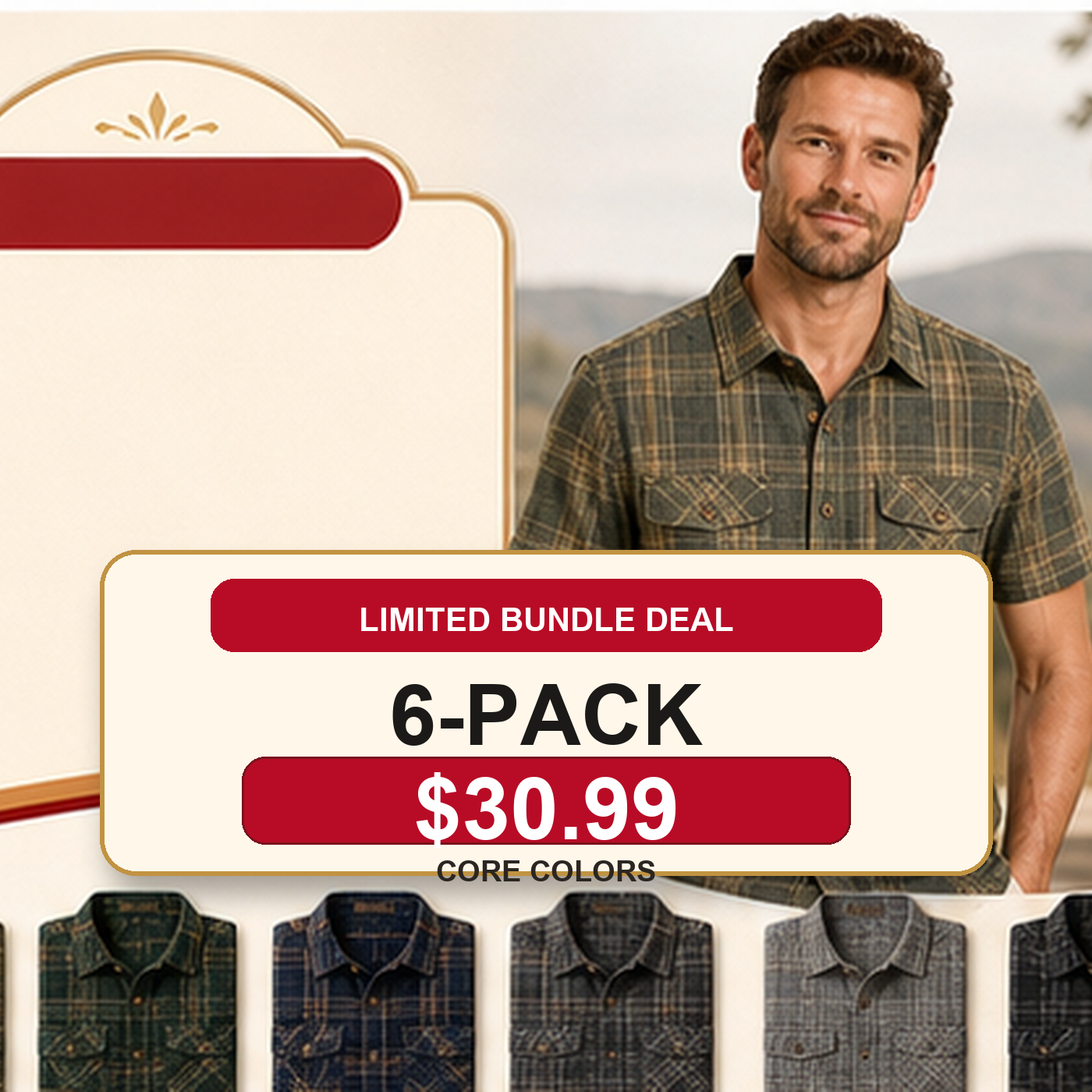 Men's Plaid Short Sleeve Utility Button-Up Shirt