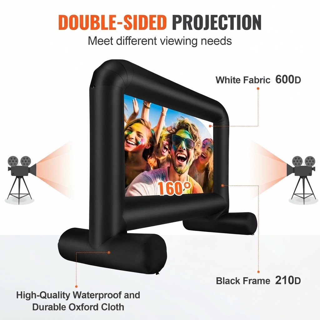 14FT Inflatable Outdoor Movie Screen with Blower – Front & Rear Projection