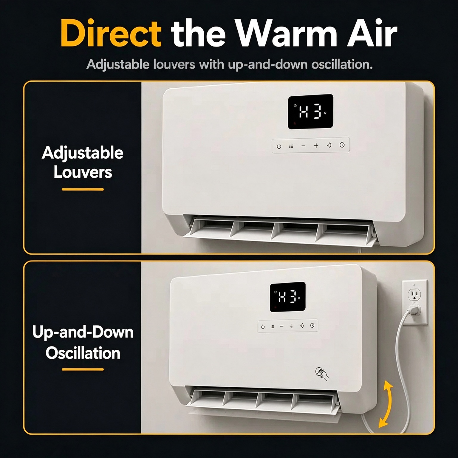 Smart Wall Heater 1500W Fast Heating Electric Space Heater for Indoor Use