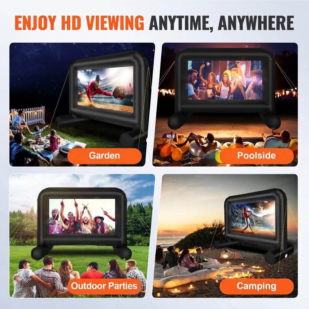 14FT Inflatable Outdoor Movie Screen with Blower – Front & Rear Projection