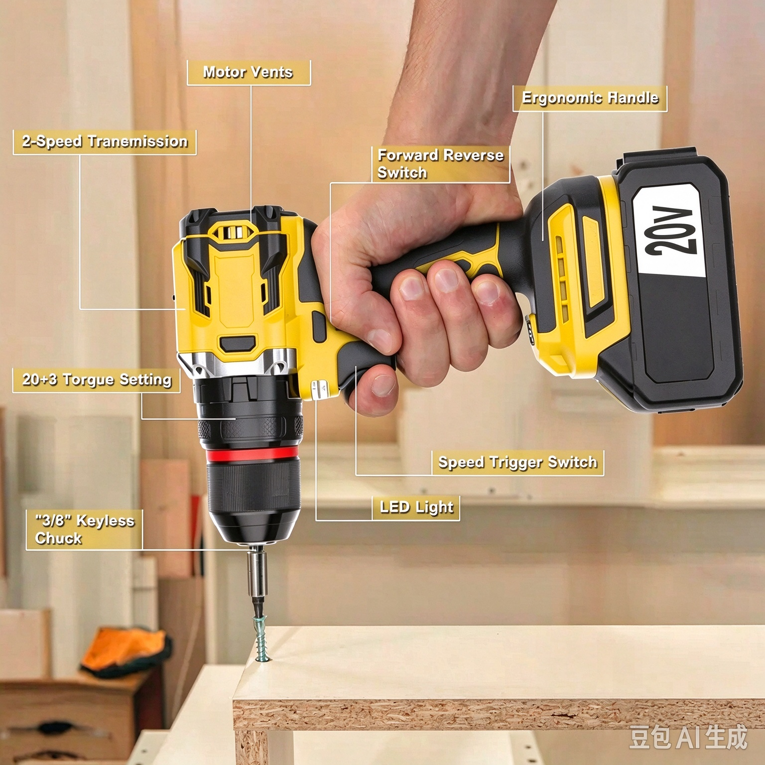 4-in-1 Brushless Cordless Power Tool Set, 3x 4.0Ah Batteries