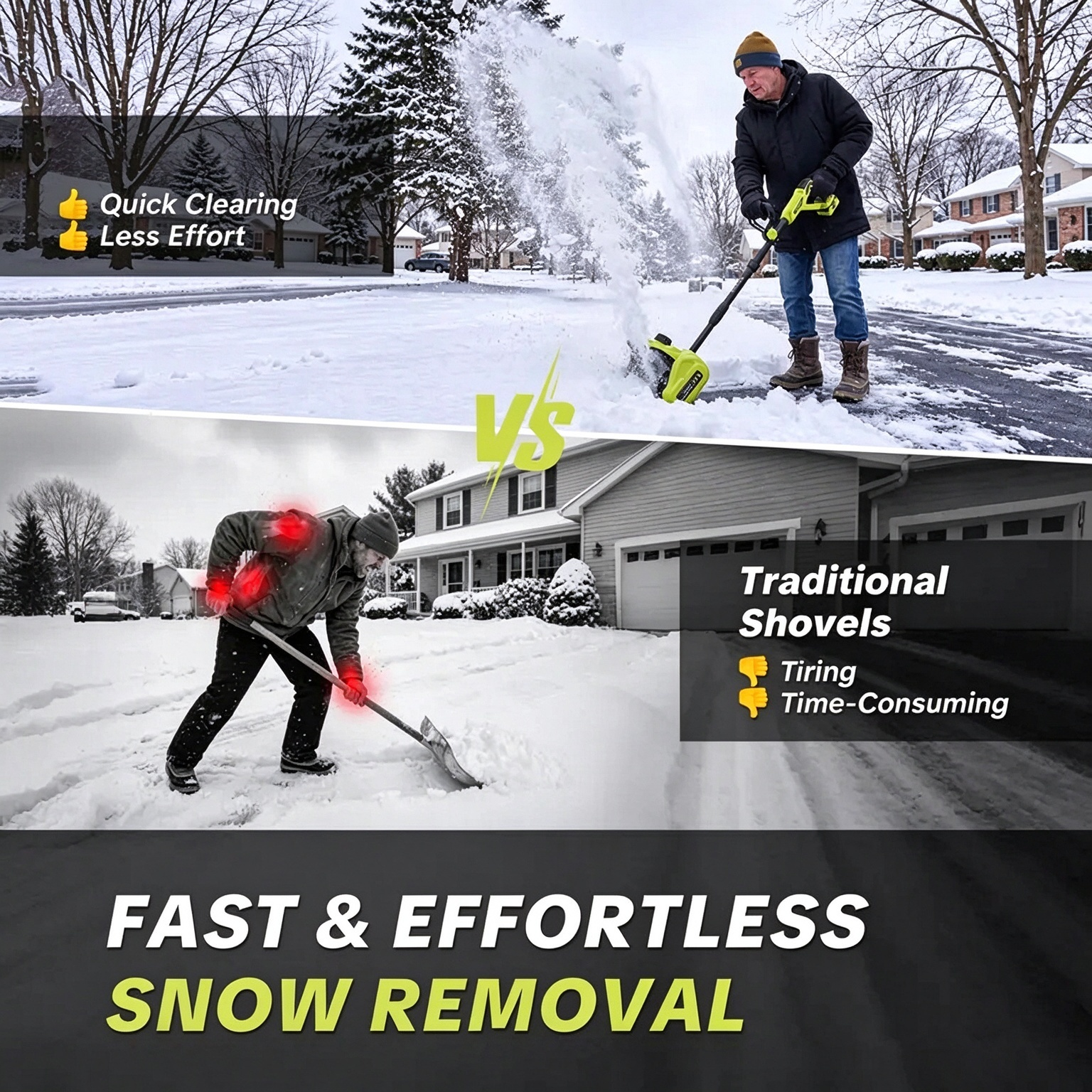 Cordless Snow Shovel, 21V Battery Snow Blower with 2 × 3.6Ah Batteries, Electric Snow Thrower with Directional Plate & Adjustable Front Handle, Portable Cordless Snow Removal Tool for Driveways, Steps, Sidewalks and Walkways
