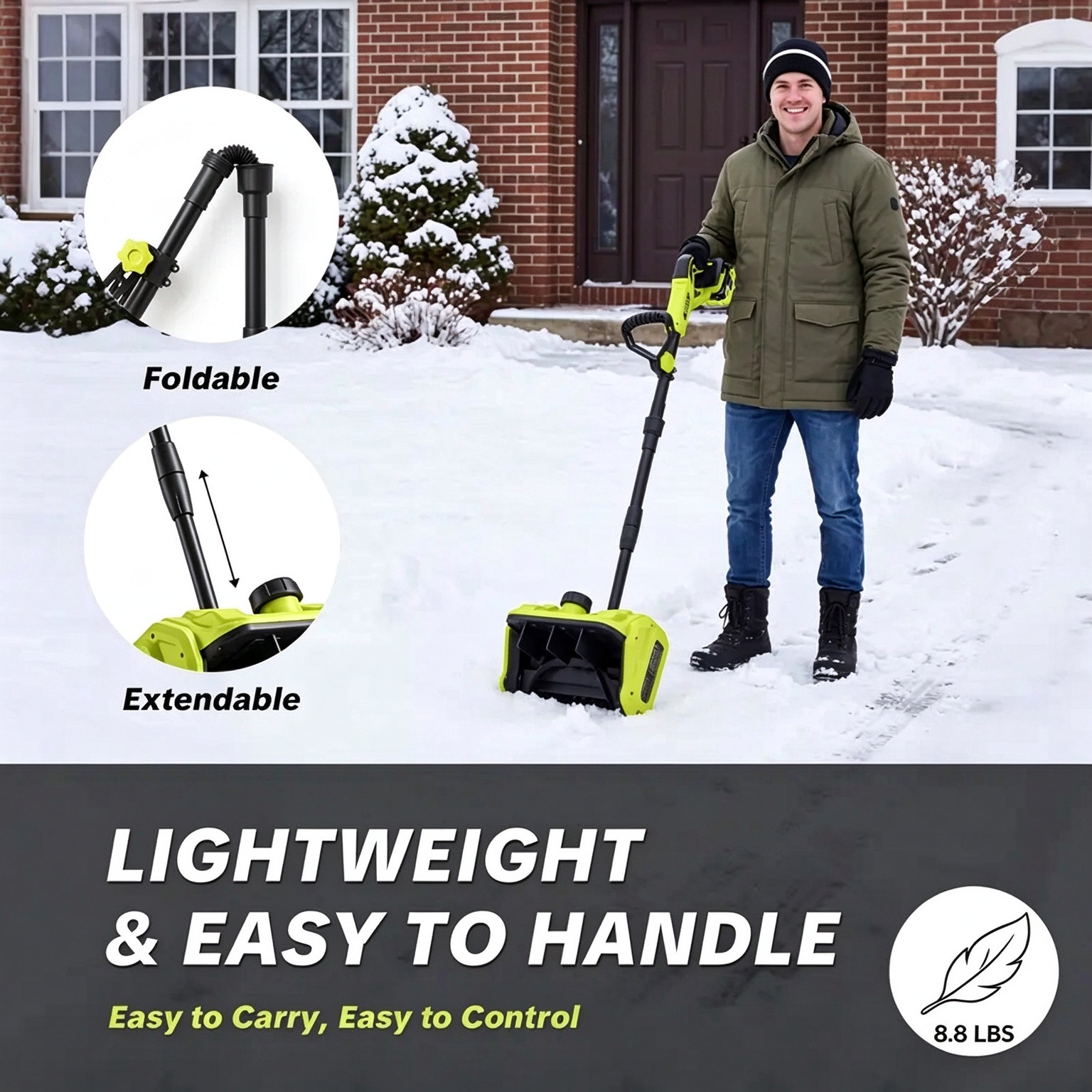 Cordless Snow Shovel, 21V Battery Snow Blower with 2 × 3.6Ah Batteries, Electric Snow Thrower with Directional Plate & Adjustable Front Handle, Portable Cordless Snow Removal Tool for Driveways, Steps, Sidewalks and Walkways