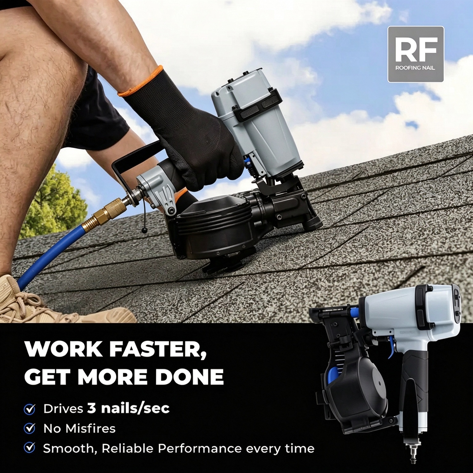 toolant Roofing Nailer 15 Degree Pneumatic Nail Gun