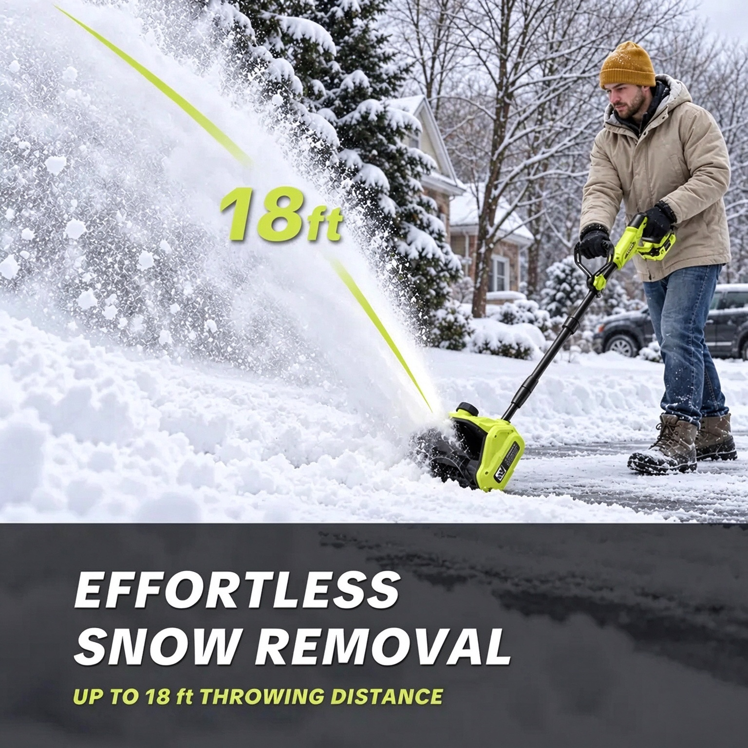Cordless Snow Shovel, 21V Battery Snow Blower with 2 × 3.6Ah Batteries, Electric Snow Thrower with Directional Plate & Adjustable Front Handle, Portable Cordless Snow Removal Tool for Driveways, Steps, Sidewalks and Walkways