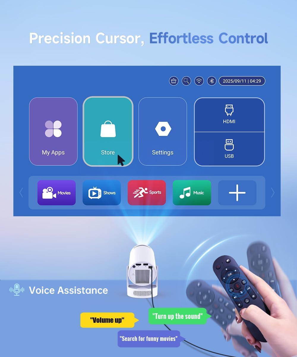 Mini Projector with WiFi 6 and Bluetooth 5.4