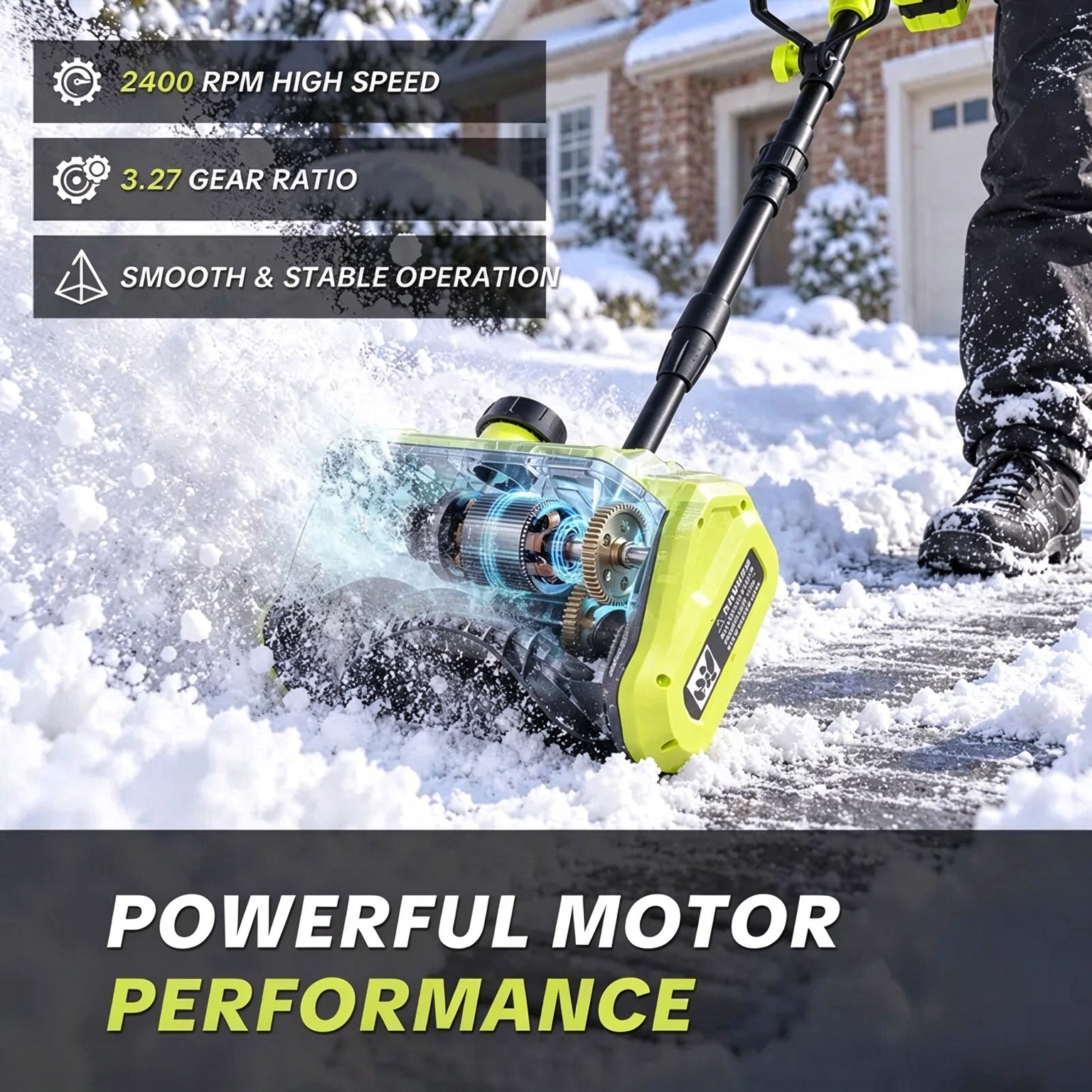 Cordless Snow Shovel, 21V Battery Snow Blower with 2 × 3.6Ah Batteries, Electric Snow Thrower with Directional Plate & Adjustable Front Handle, Portable Cordless Snow Removal Tool for Driveways, Steps, Sidewalks and Walkways