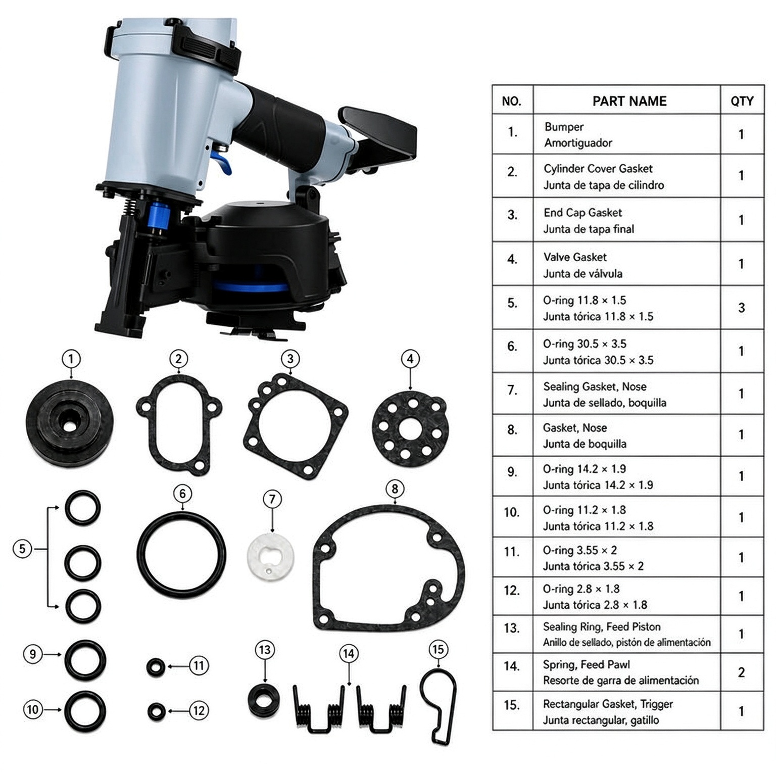 toolant Roofing Nailer 15 Degree Pneumatic Nail Gun
