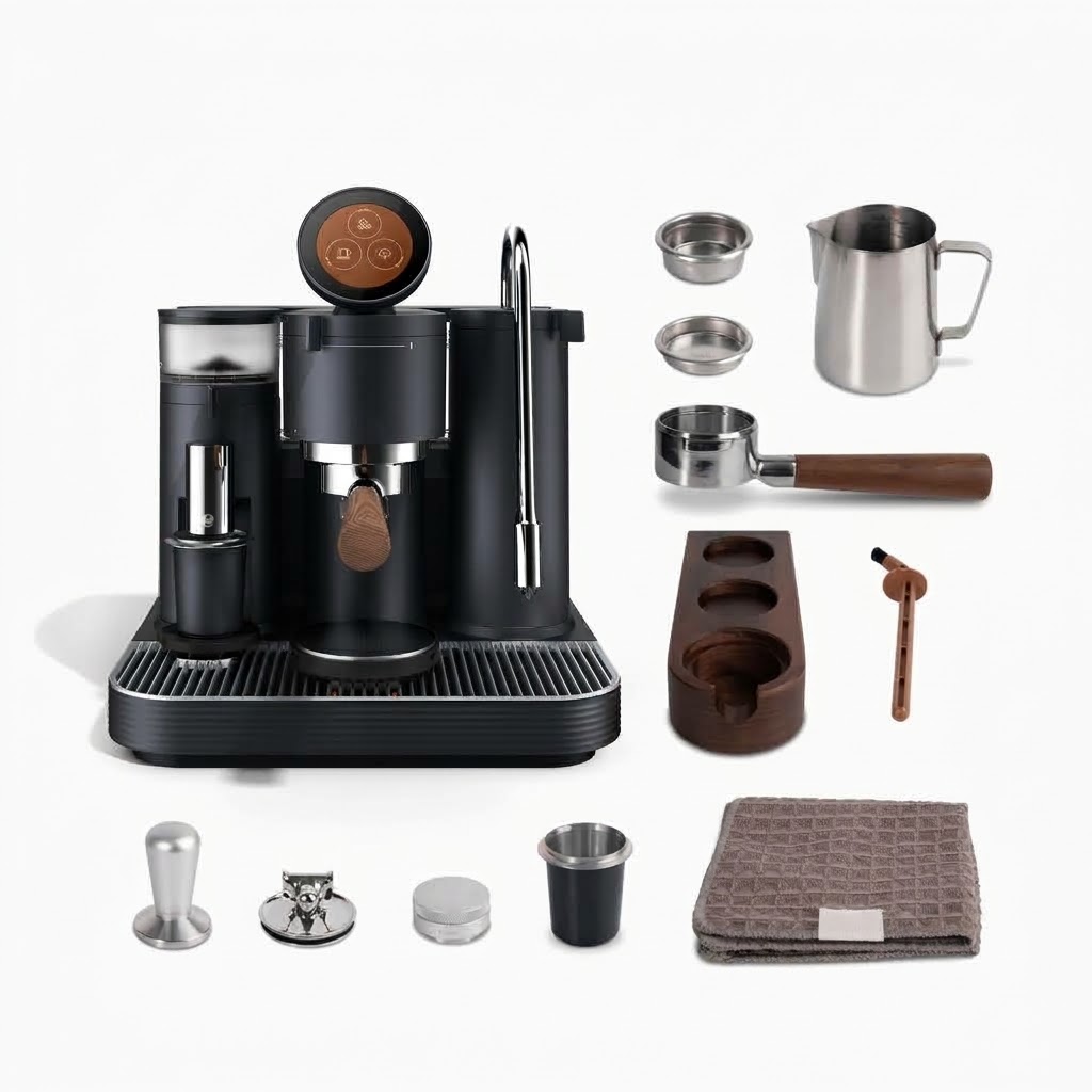 Smart Espresso Machine with Grinder, Dual Boiler & Touchscreen Control