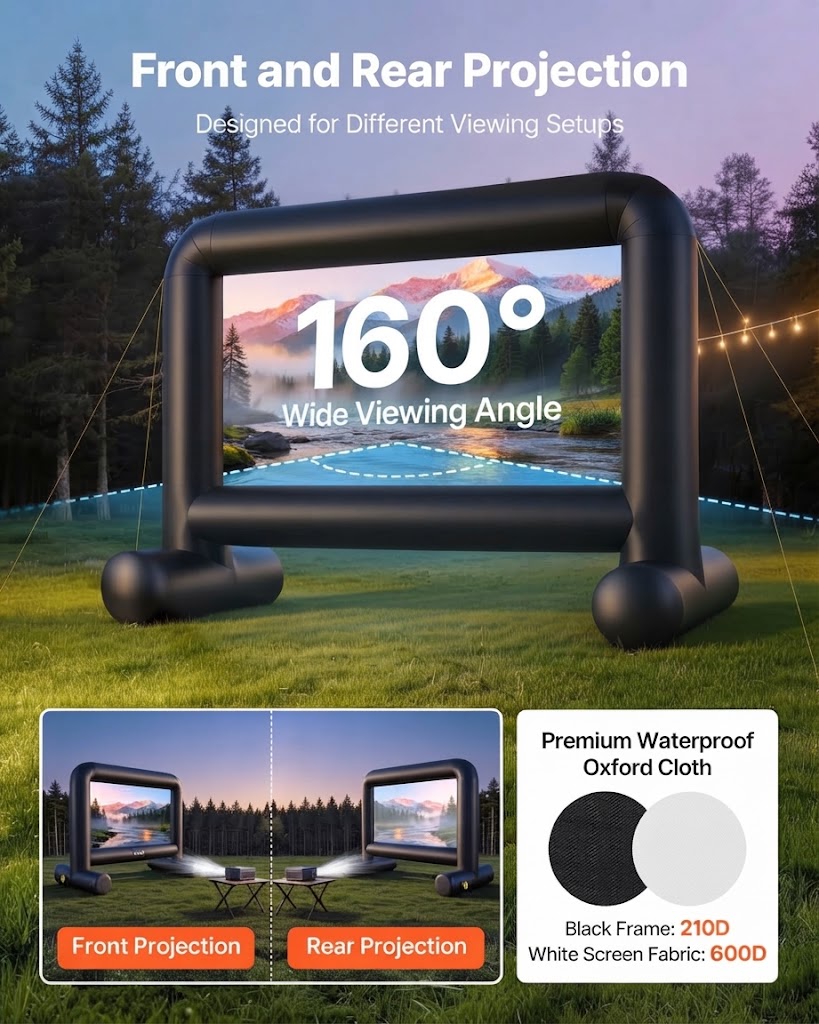 14FT Inflatable Outdoor Movie Screen with Blower – Front & Rear Projection
