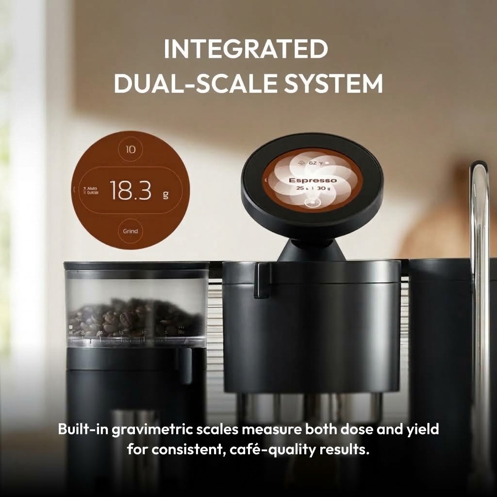 Smart Espresso Machine with Grinder, Dual Boiler & Touchscreen Control
