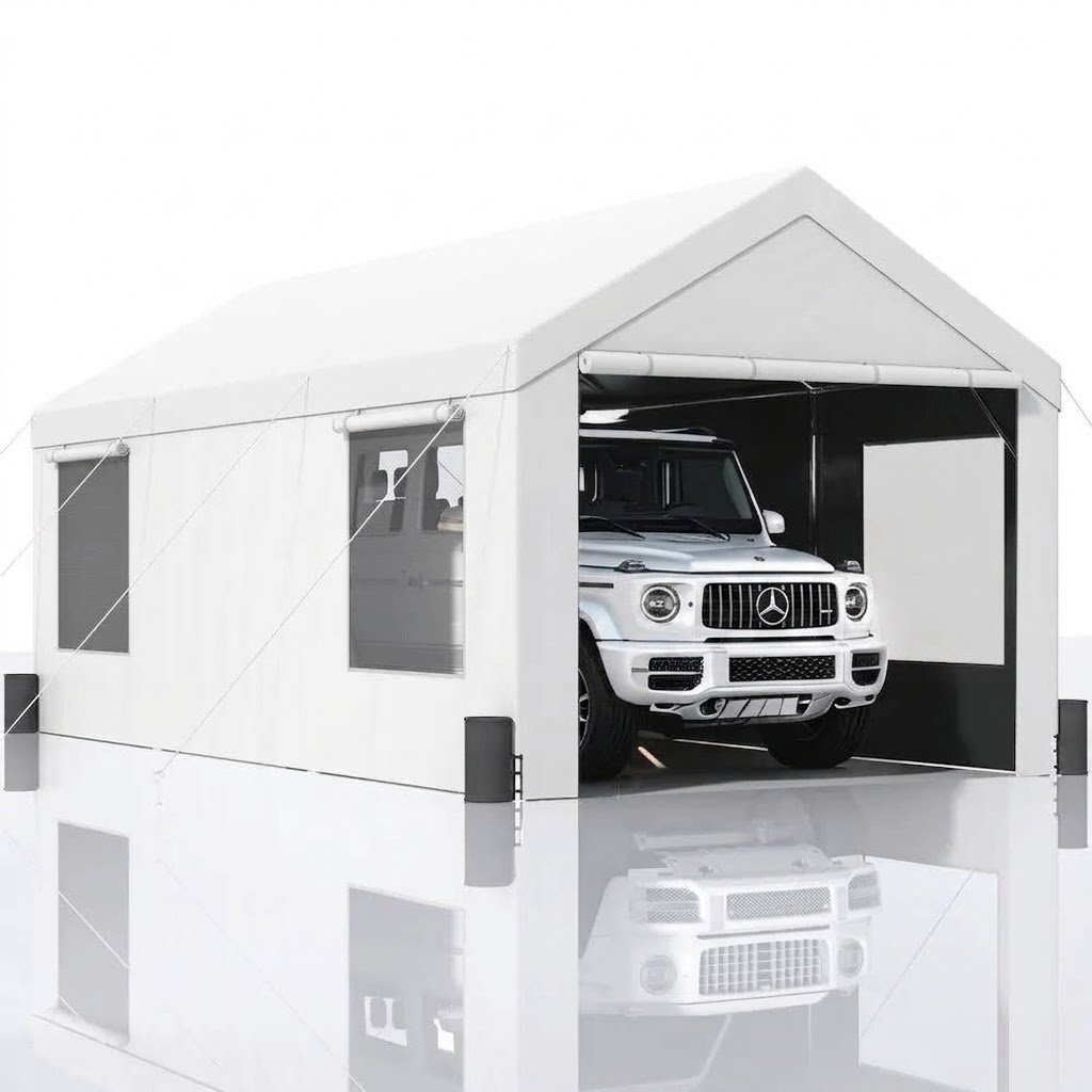 VEVOR Carport, Extra Large 12 x 20 ft Car Canopy with Roll-up Ventilated Windows, Portable Garage with Removable Sidewalls, Waterproof UV Resistant All-Season Tarp for SUV, Truck, Boat ...