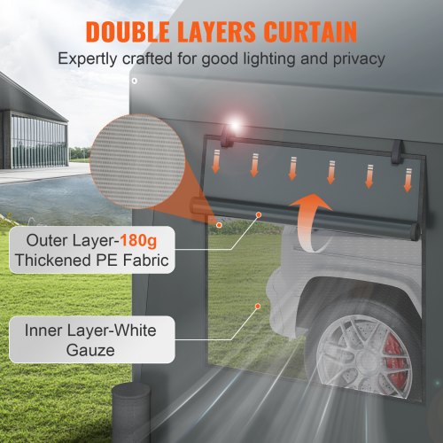 VEVOR Carport, Extra Large 12 x 20 ft Car Canopy with Roll-up Ventilated Windows, Portable Garage with Removable Sidewalls, Waterproof UV Resistant All-Season Tarp for SUV, Truck, Boat ...