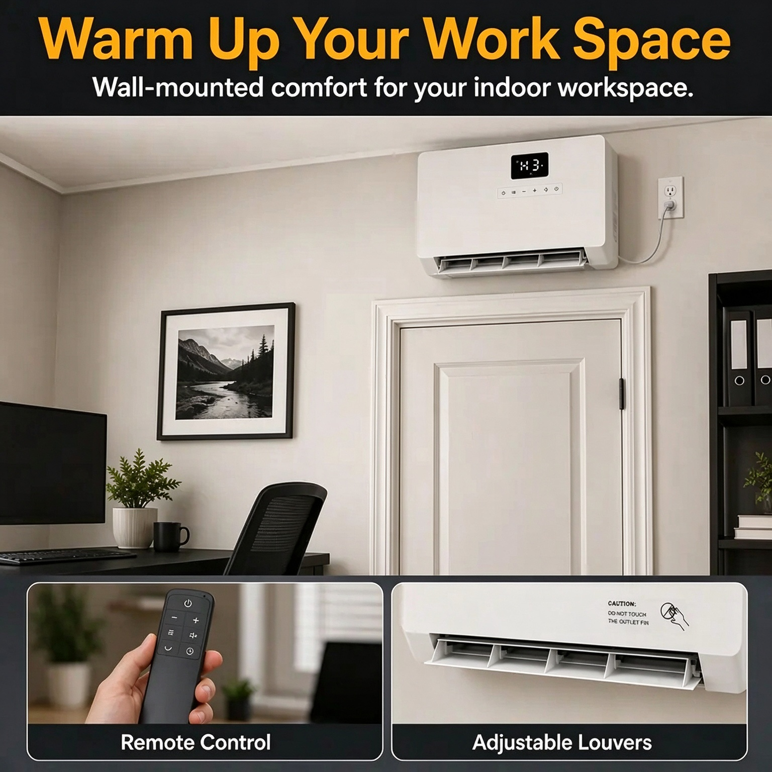 Smart Wall Heater 1500W Fast Heating Electric Space Heater for Indoor Use