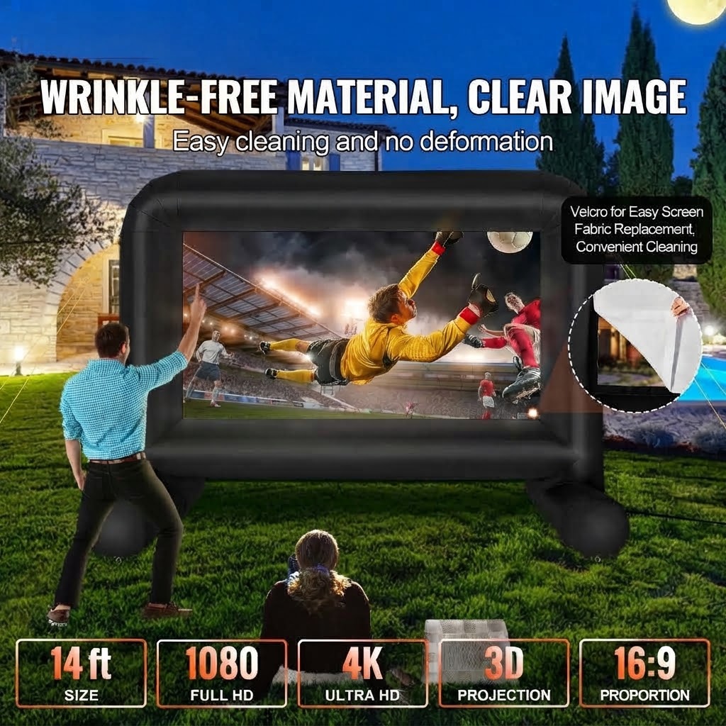 14FT Inflatable Outdoor Movie Screen with Blower – Front & Rear Projection