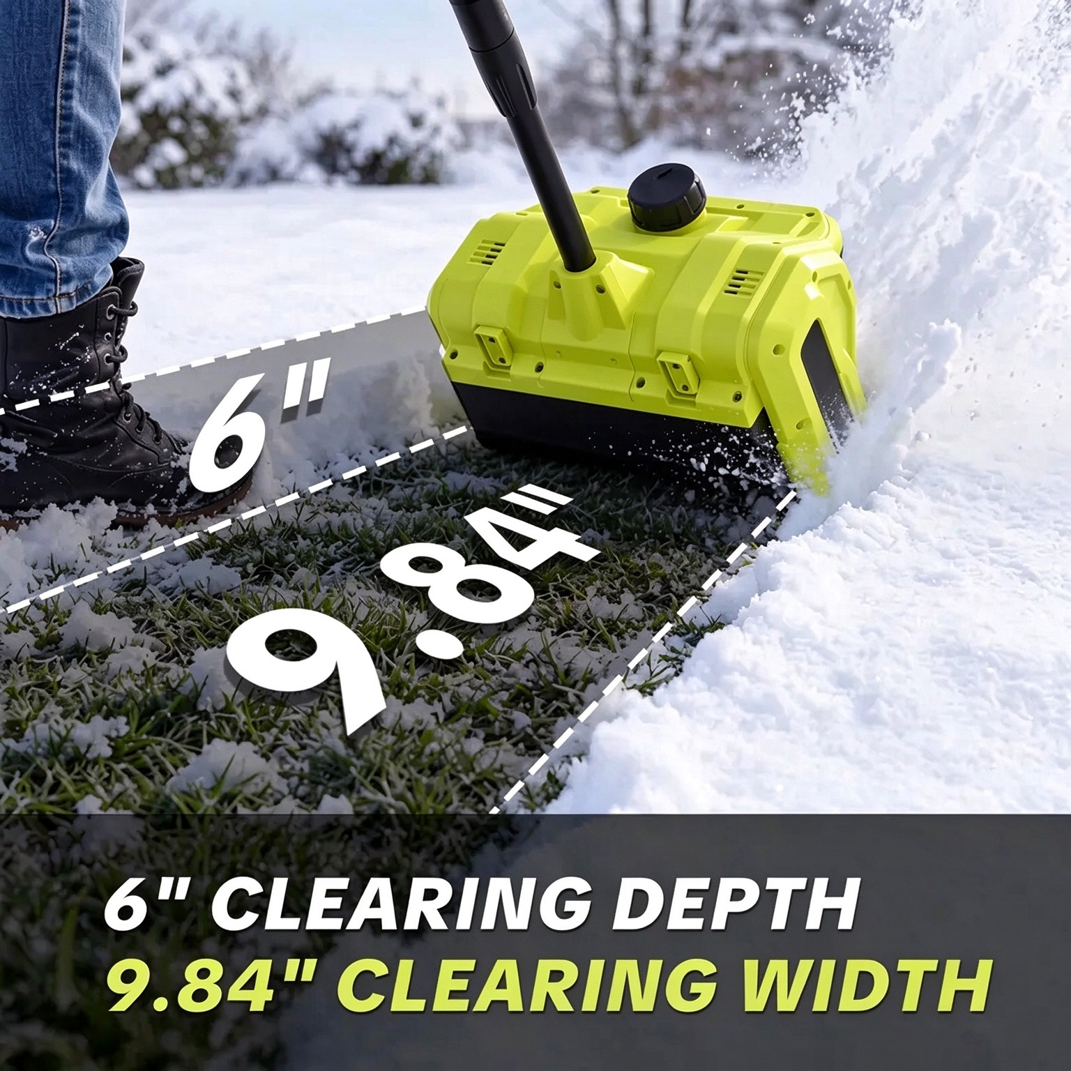 Cordless Snow Shovel, 21V Battery Snow Blower with 2 × 3.6Ah Batteries, Electric Snow Thrower with Directional Plate & Adjustable Front Handle, Portable Cordless Snow Removal Tool for Driveways, Steps, Sidewalks and Walkways
