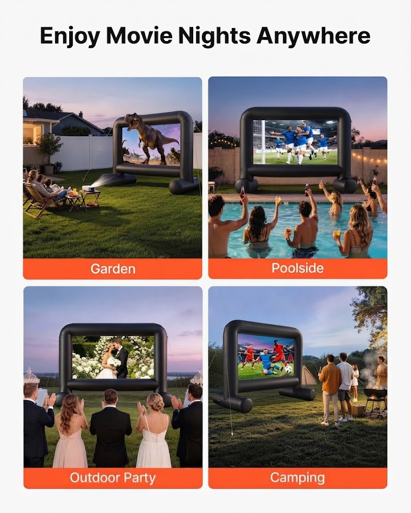 14FT Inflatable Outdoor Movie Screen with Blower – Front & Rear Projection